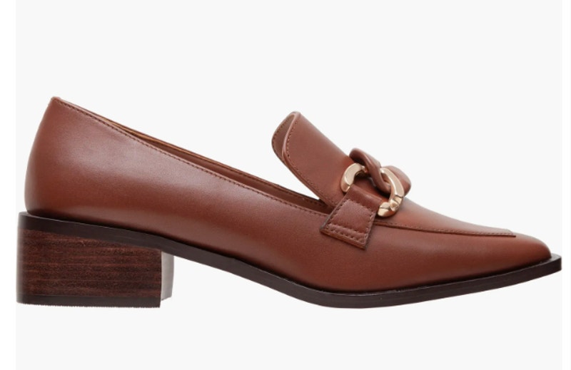 Linea Paolo Chrystie Chain Keeper Loafers In Cognac Leather Size 9